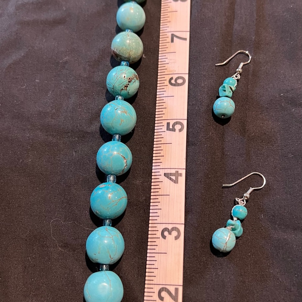 Turquoise bracelet and earrings